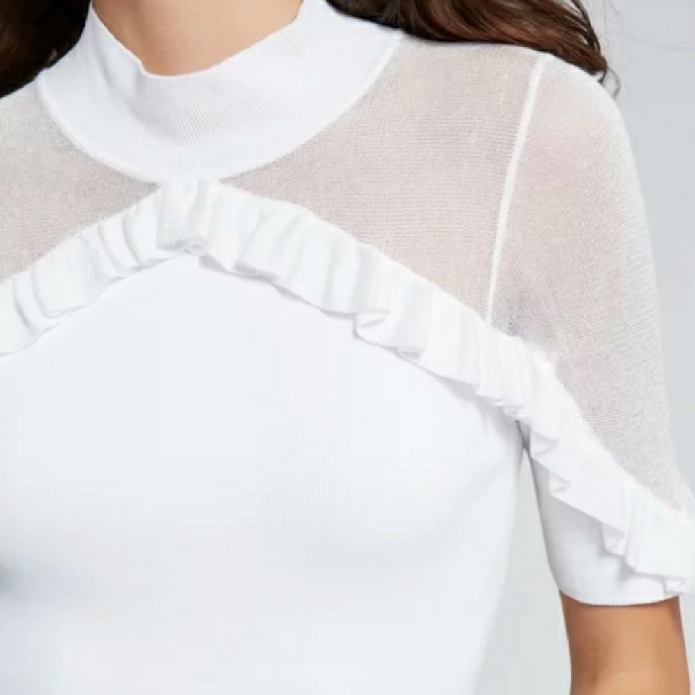 ALICE + OLIVIA White Ruffled Top - Picture 3 of 6